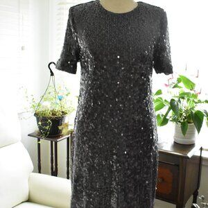 Charles henry cocktail dress sequined gunmetal gray size S